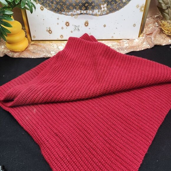 NWT AE77 CRANBERRY Premium Rib Cashmere Scarf - Picture 10 of 13